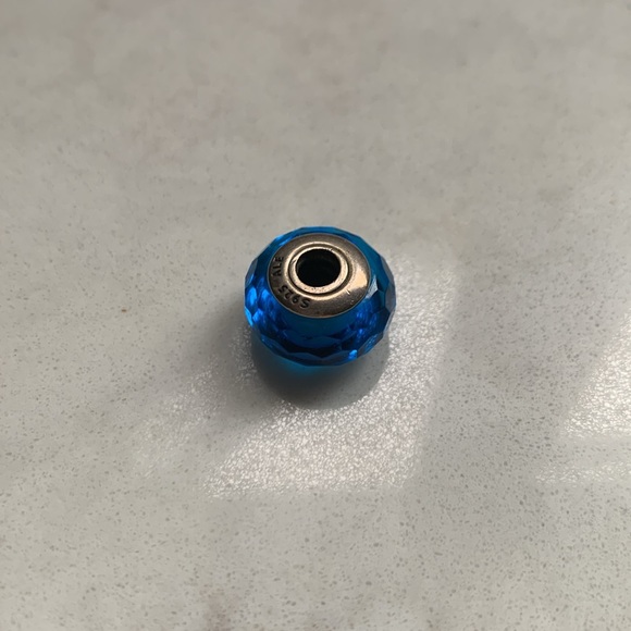 Pandora Sterling Silver Azure Faceted Murano Glass Charm - Picture 6 of 10